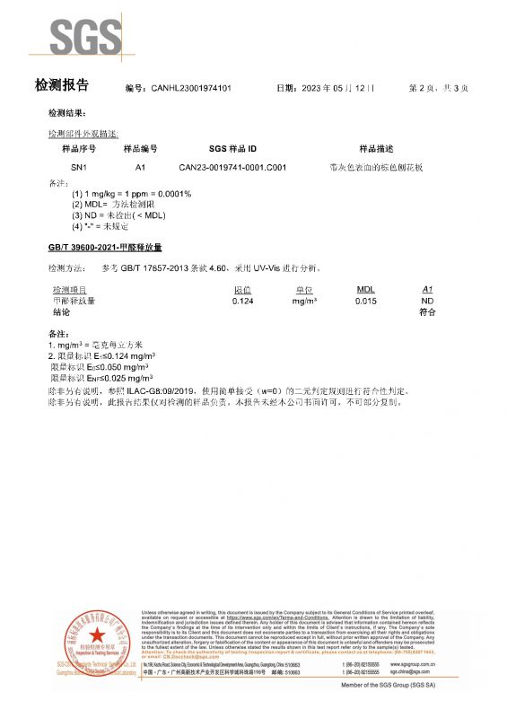2023SGS4688美高梅家居甲醛检测汇报中文版